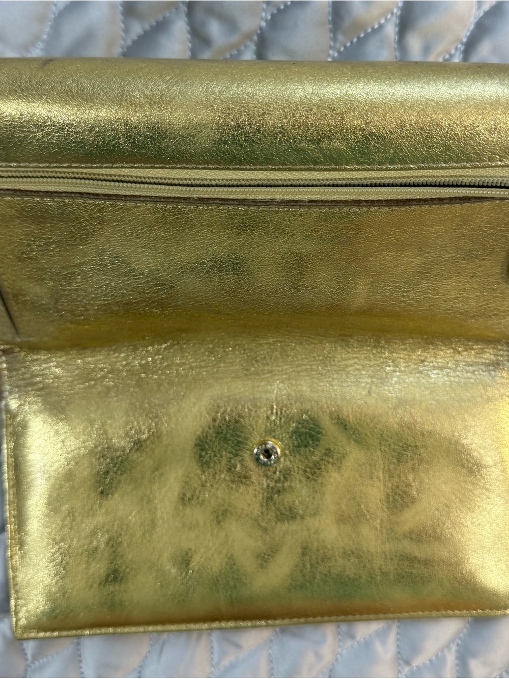 Metallic Gold Phone Wallet Case with Embossed Monogram Detail - Picture 11 of 16